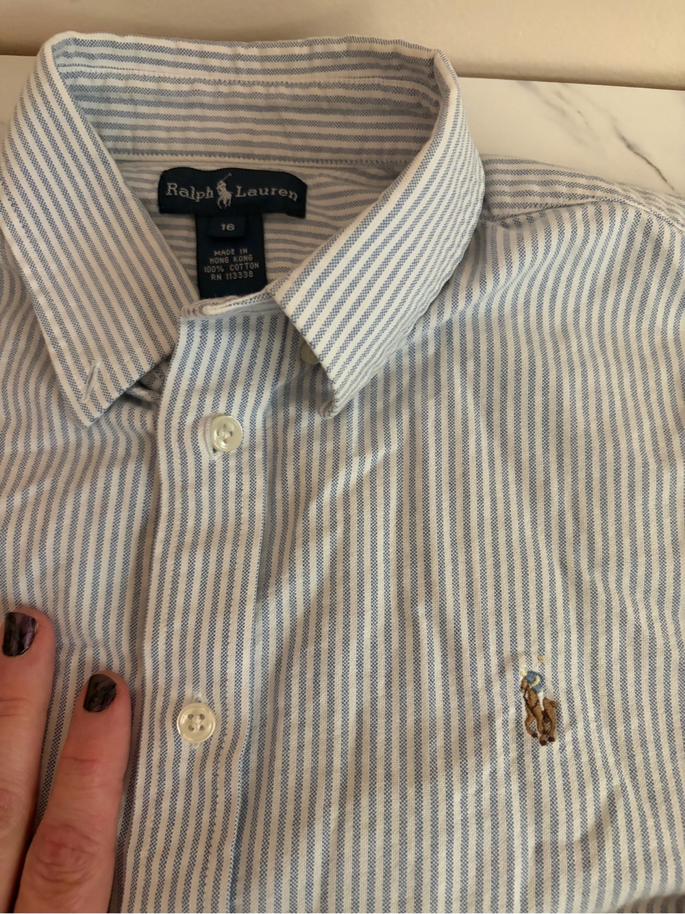 Ralph Lauren Kids 16 Blue & White Oxford Pony Buttondown
